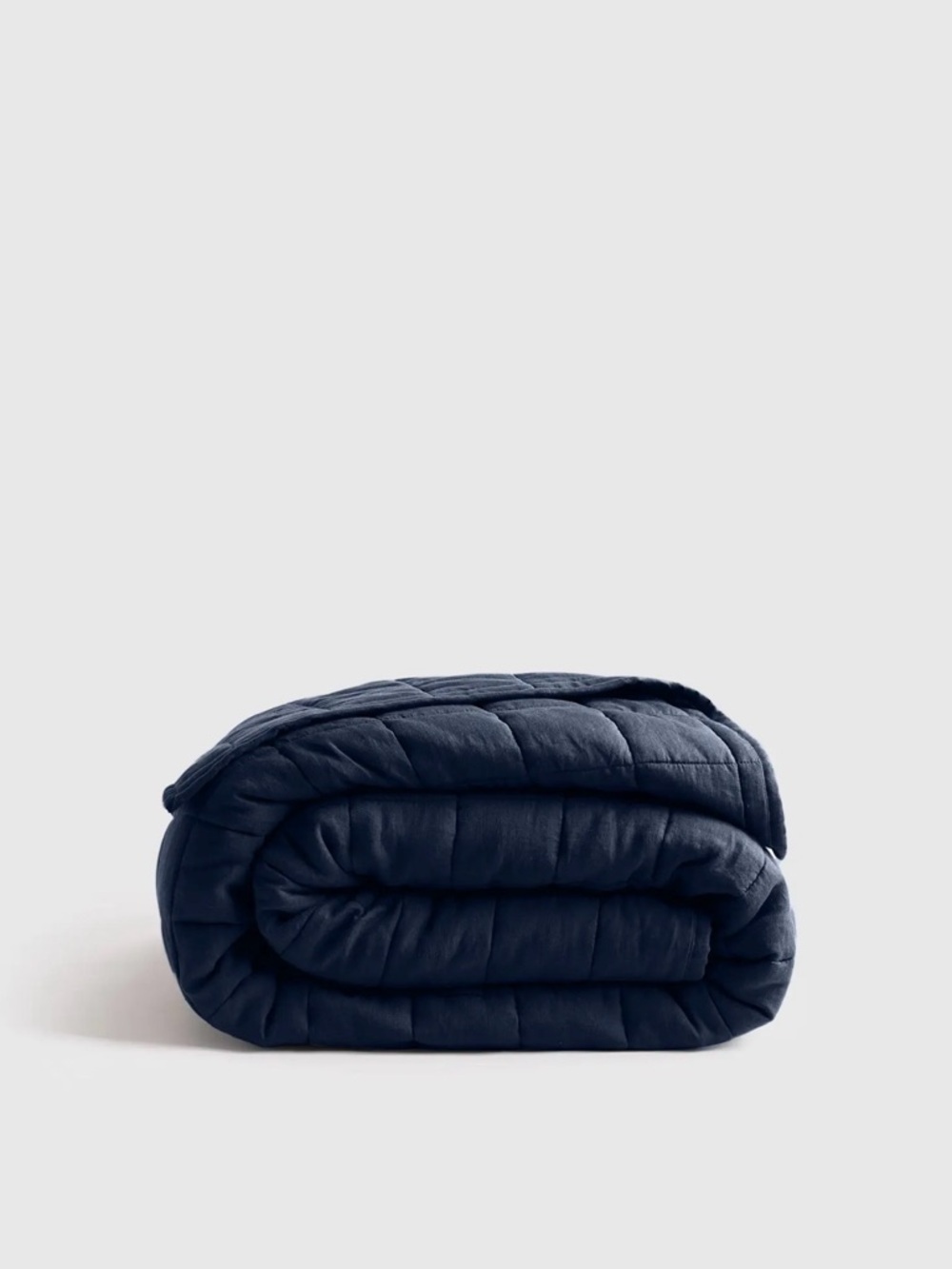 Quince European Linen Box Quilt in Navy King/Cal King
